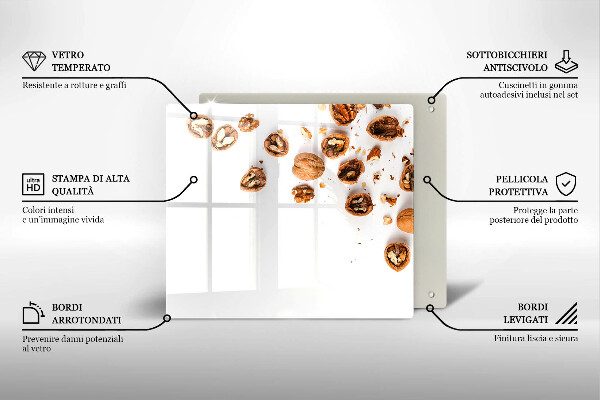 Zaščitna plošča za štedilnik Orehi na belem ozadju