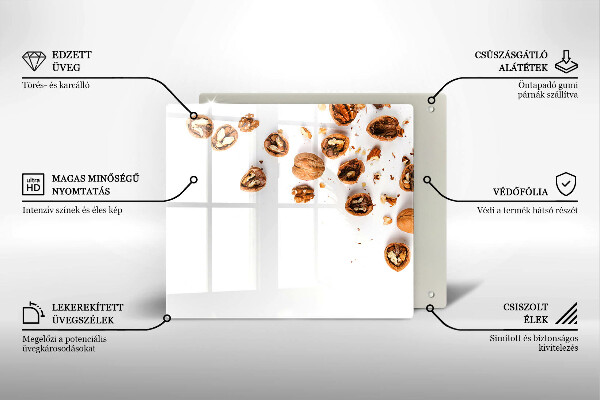 Zaščitna plošča za štedilnik Orehi na belem ozadju