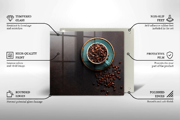 Stenska zaščitna plošča za štedilnik Skodelica kavnih zrn