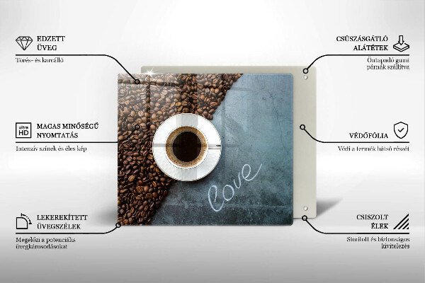 Stenska zaščitna plošča za štedilnik Kavna zrna in skodelica