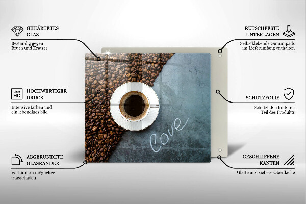 Stenska zaščitna plošča za štedilnik Kavna zrna in skodelica