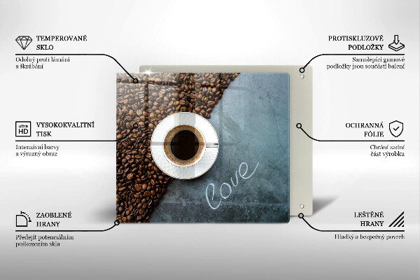 Stenska zaščitna plošča za štedilnik Kavna zrna in skodelica