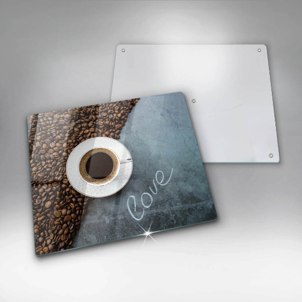 Stenska zaščitna plošča za štedilnik Kavna zrna in skodelica