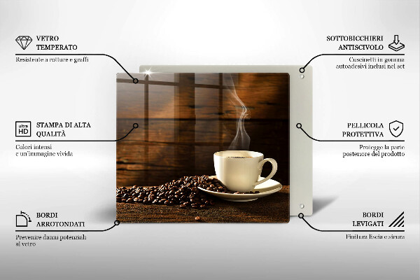 Zaščitna plošča za štedilnik Lesena skodelica za kavo
