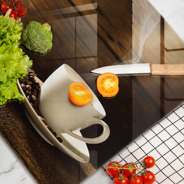 Zaščitna plošča za štedilnik Lesena skodelica za kavo