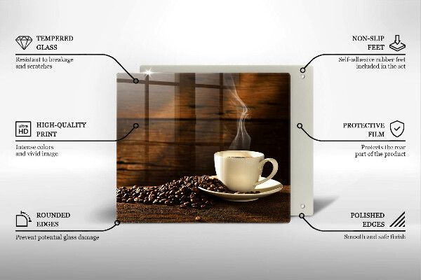 Zaščitna plošča za štedilnik Lesena skodelica za kavo