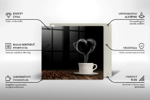 Zaščitna plošča za štedilnik Kavna skodelica srce