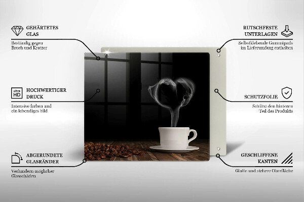 Zaščitna plošča za štedilnik Kavna skodelica srce