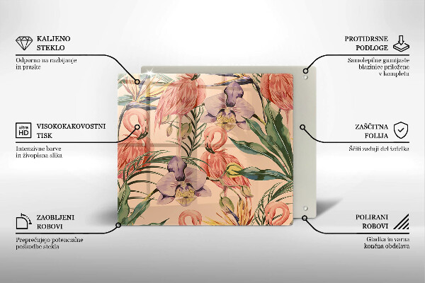 Zaščitna plošča za štedilnik Ilustracija flamingov