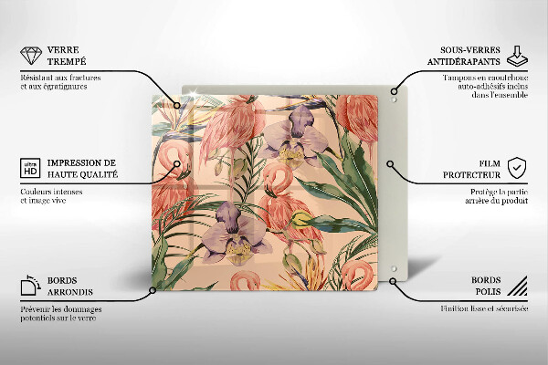 Zaščitna plošča za štedilnik Ilustracija flamingov