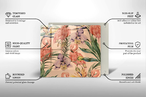 Zaščitna plošča za štedilnik Ilustracija flamingov