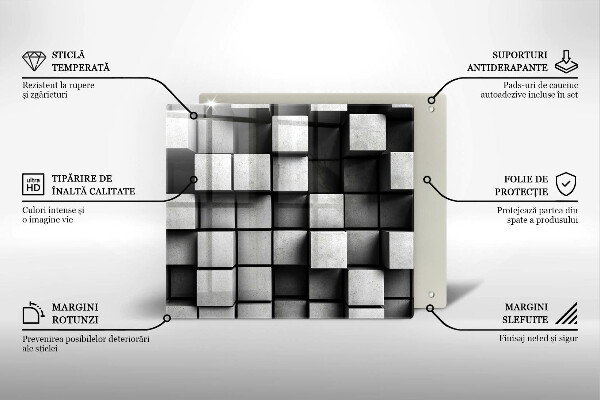 Zaščitna plošča za štedilnik Abstraktni 3D kvadrati