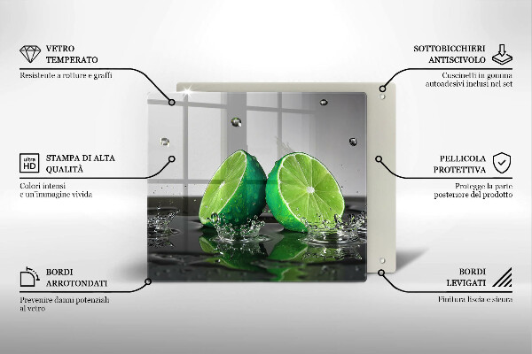 Stenska zaščitna plošča za štedilnik Sočne limete in voda