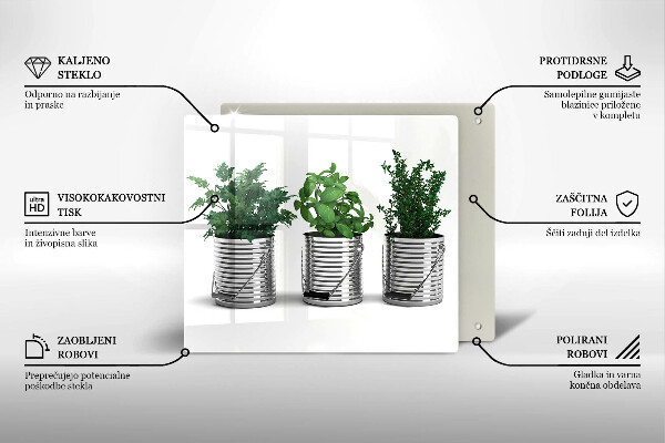 Zaščitna plošča za štedilnik Lončki z zeliščnimi rastlinami