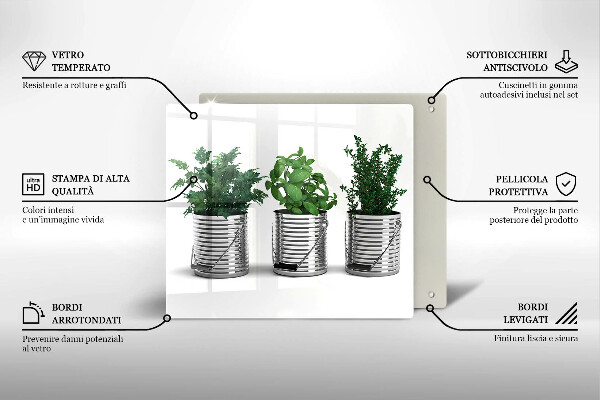 Zaščitna plošča za štedilnik Lončki z zeliščnimi rastlinami
