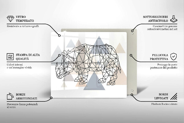 Zaščitna plošča za štedilnik Line art nosorog