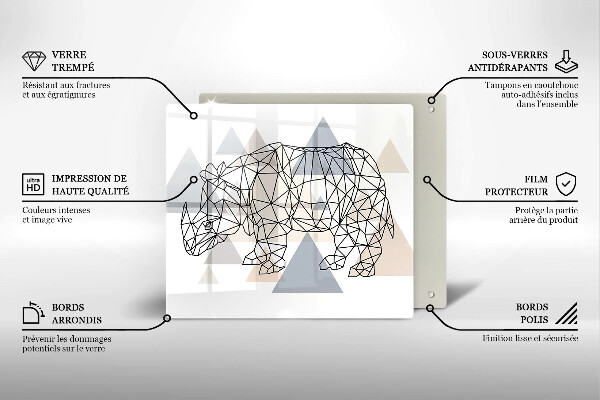 Zaščitna plošča za štedilnik Line art nosorog