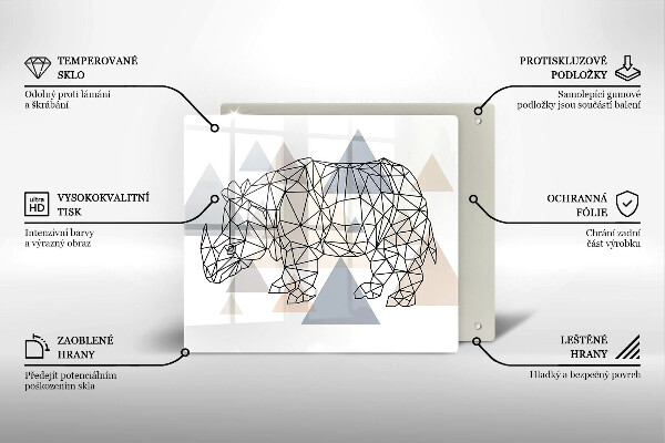 Zaščitna plošča za štedilnik Line art nosorog