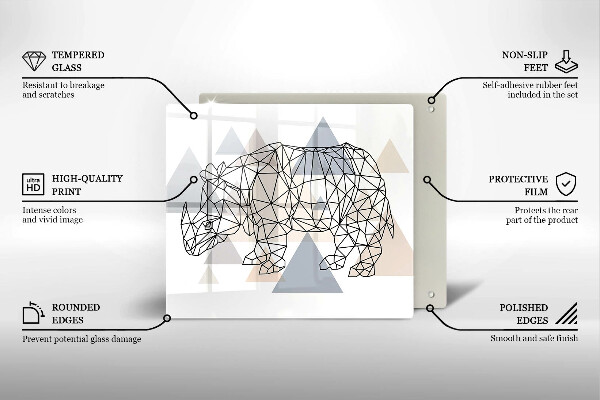 Zaščitna plošča za štedilnik Line art nosorog