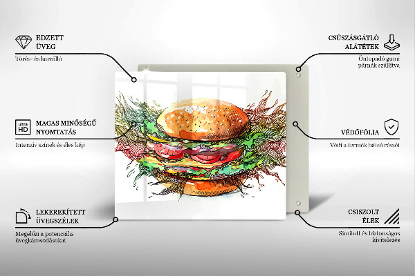 Zaščitna plošča za štedilnik Risba hamburgerja