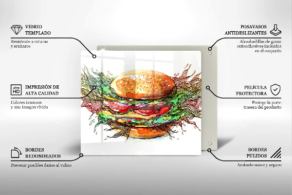 Zaščitna plošča za štedilnik Risba hamburgerja