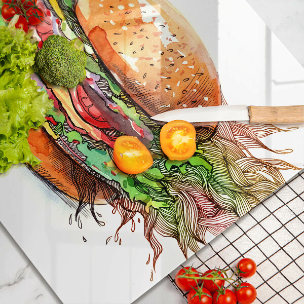 Zaščitna plošča za štedilnik Risba hamburgerja