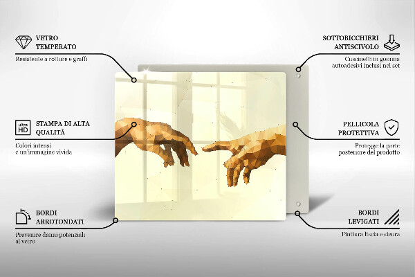 Zaščitna plošča za štedilnik Stvarjenje Adamovih rok