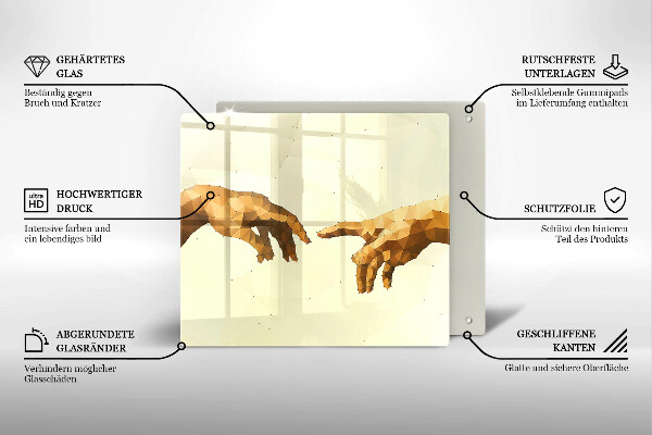 Zaščitna plošča za štedilnik Stvarjenje Adamovih rok