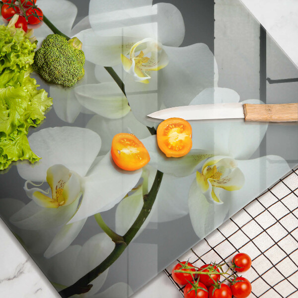 Zaščitna plošča za štedilnik Cvetovi belih orhidej