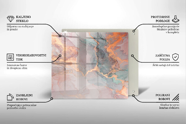 Zaščitna plošča za štedilnik Marmor z zlatom