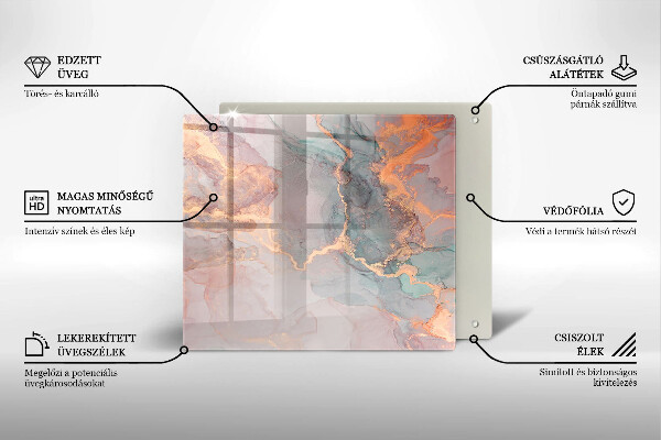 Zaščitna plošča za štedilnik Marmor z zlatom