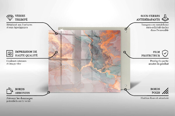 Zaščitna plošča za štedilnik Marmor z zlatom