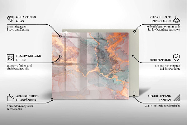 Zaščitna plošča za štedilnik Marmor z zlatom