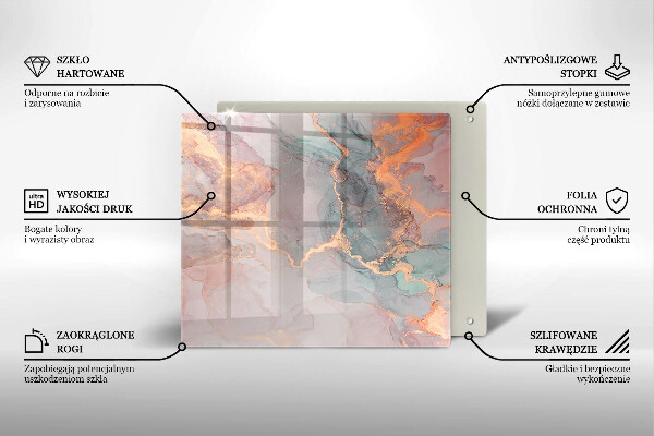 Zaščitna plošča za štedilnik Marmor z zlatom