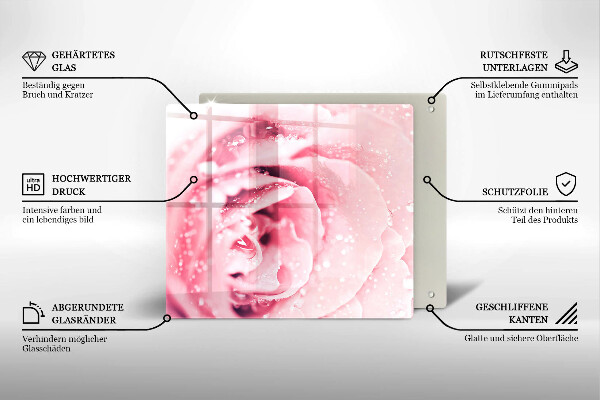 Zaščitna plošča za štedilnik Rosne kapljice in cvet vrtnice
