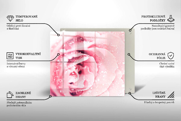Zaščitna plošča za štedilnik Rosne kapljice in cvet vrtnice