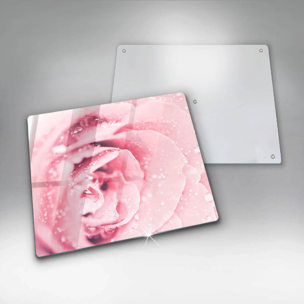 Zaščitna plošča za štedilnik Rosne kapljice in cvet vrtnice