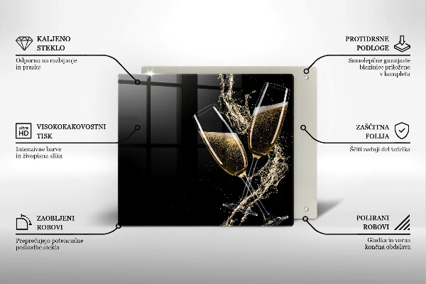 Stenska zaščitna plošča za štedilnik Kozarci za šampanjec