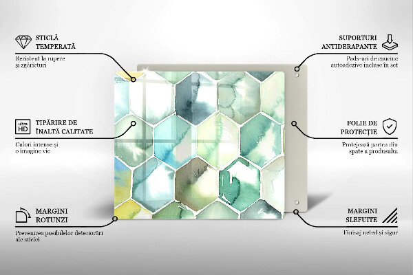 Zaščitna plošča za štedilnik Akvarelni šesterokotniki