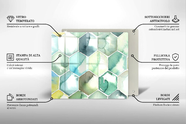 Zaščitna plošča za štedilnik Akvarelni šesterokotniki