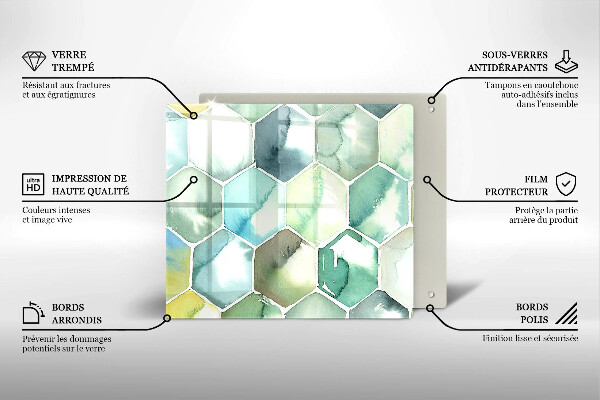Zaščitna plošča za štedilnik Akvarelni šesterokotniki
