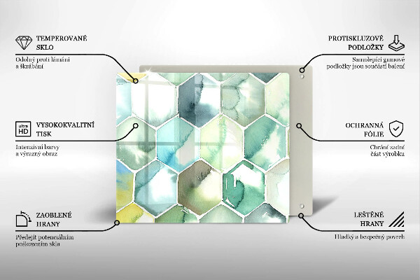 Zaščitna plošča za štedilnik Akvarelni šesterokotniki