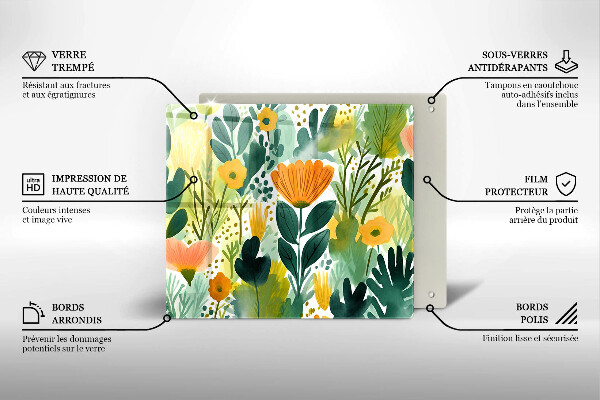 Zaščitna plošča za štedilnik Poslikane rože