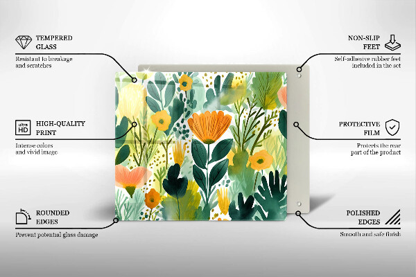 Zaščitna plošča za štedilnik Poslikane rože