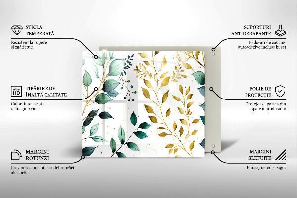 Zaščitna plošča za štedilnik Zeleni in zlati listi