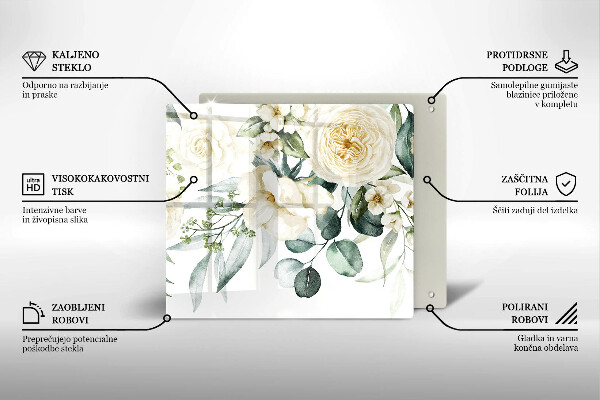 Zaščitna plošča za štedilnik Akvarelne rože