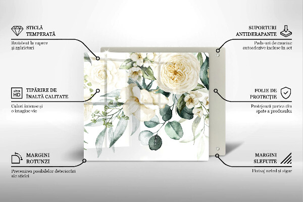Zaščitna plošča za štedilnik Akvarelne rože
