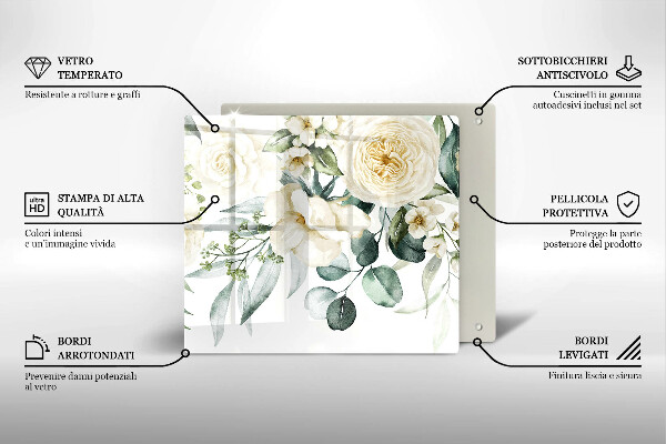 Zaščitna plošča za štedilnik Akvarelne rože