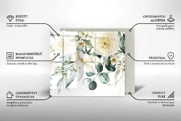 Zaščitna plošča za štedilnik Akvarelne rože