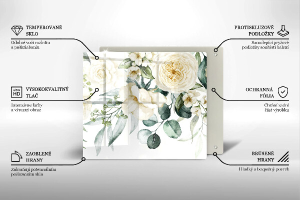 Zaščitna plošča za štedilnik Akvarelne rože